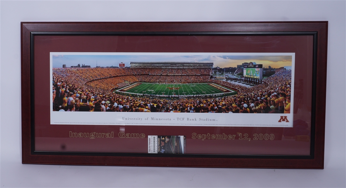 Minnesota Gophers TCF Bank Stadium Inaugural Game Framed Panorama w/ Ticket