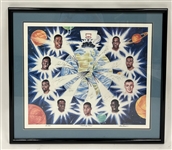 NBA "Shooting Stars" Autographed Framed Lithograph w/ Tim Duncan LE #65/497 Beckett LOA