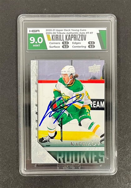 Kirill Kaprizov Autographed 2020 Upper Deck Rookie Card #T-87 HGA 9.0 Mint