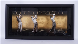 Legends of Golf Autographed Framed Panorama Signed by Palmer, Nicklaus, & Woods LE #74/250 UDA