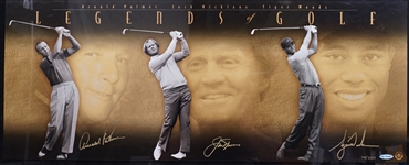 Legends of Golf Autographed Framed Panorama Signed by Palmer, Nicklaus, & Woods LE #74/250 UDA