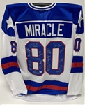 1980 USA Hockey Miracle Team Signed & Inscribed Custom White Jersey w/ 19 Signatures Beckett