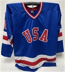 1980 USA Hockey Miracle Team Signed Custom Blue Jersey w/ 19 Signatures Beckett