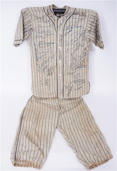 1918 Brooklyn Dodgers Spring Training Worn Flannel Jersey & Pants Autographed by 66 Hall Of Famers w/ Mickey Mantle Beckett LOA