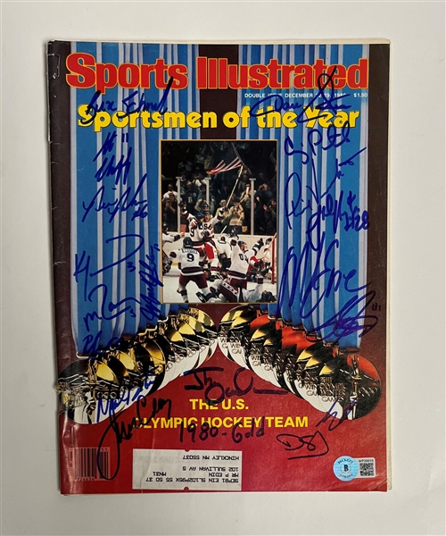 1980 USA Hockey Miracle Team Signed Sports Illustrated w/ 18 Signatures Beckett