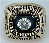 Mean Joe Greene 1974 Pittsburgh Steelers Super Bowl IX Super Bowl Championship 10K Gold & Diamond Ring w/ Original Wood Presentation Box