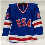 1980 USA Hockey Miracle Team Signed Custom Blue Jersey w/ 19 Signatures Beckett
