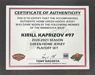 Kirill Kaprizov 2020-21 Minnesota Wild Game Used Rookie Playoff Jersey Acquired From the Wild w/ Team Provenance