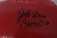 Jake LaMotta Autographed & Inscribed Boxing Glove Beckett
