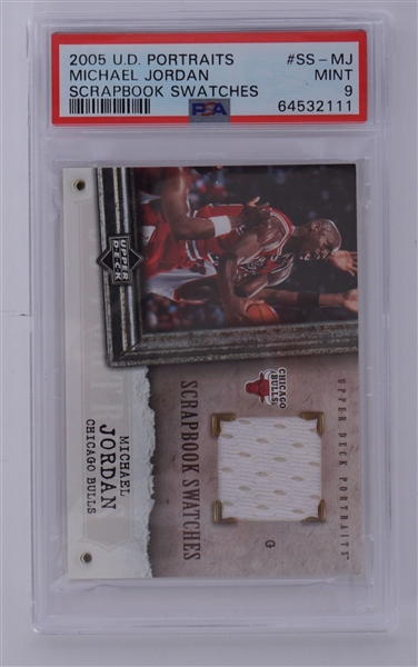 Michael Jordan 2005 UD Portraits #SS-MJ Scrapbook Swatches PSA 9