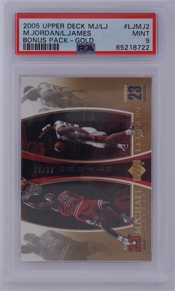 2005 UD MJ/LJ #LJMJ2 Michael Jordan/LeBron James Bonus Pack-Gold PSA 9 LE #06/23