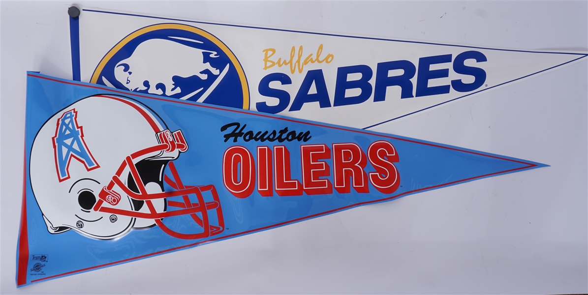 Lot of 2 Buffalo Sabres & Houston Oilers Super Pennants