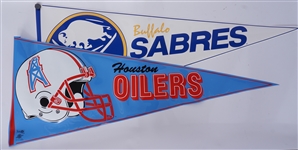 Lot of 2 Buffalo Sabres & Houston Oilers Super Pennants