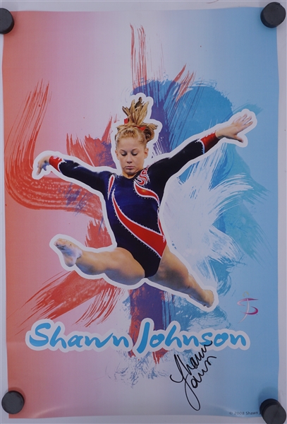 Lot of 2 Shawn Johnson & Nastia Liukin Autographed Posters Beckett