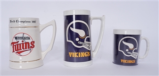 Lot of 3 Minnesota Twins & Vikings Mugs
