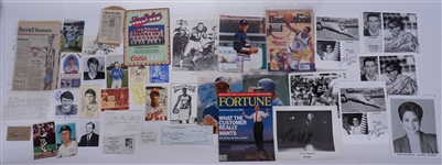 Large Collection of Autographed Miscellaneous Photos, Newspapers, Cuts, Letters & Magazines  