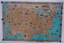 1973 Laminated Stamp Map of the United States