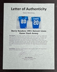 Barry Sanders 1991 Detroit Lions Game Used Jersey w/ Dave Miedema LOA