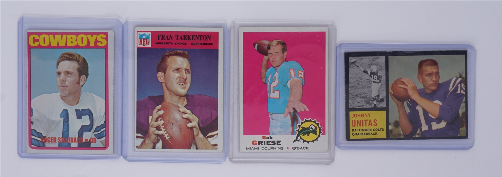 Lot of 4 HOF Quarterbacks Football Cards w/ Johnny Unitas
