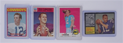 Lot of 4 HOF Quarterbacks Football Cards w/ Johnny Unitas
