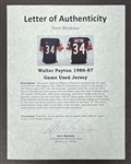 Walter Payton 1986-87 Chicago Bears Game Used Jersey w/ Dave Miedema LOA