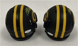 Lot of 2 Davante Adams & Jordy Nelson Autographed Green Bay Packers Eclipse Mini Helmets JSA