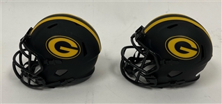 Lot of 2 Davante Adams & Jordy Nelson Autographed Green Bay Packers Eclipse Mini Helmets JSA