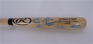 The Sandlot Cast Autographed Rawlings Bat Beckett