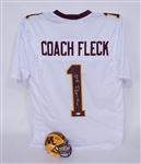 PJ Fleck Autographed  Custom Jersey & Mini Helmet Beckett