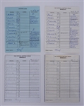 Lot of 4 Minnesota Twins Game Used Lineup Cards From 1997 & 1998