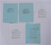 Lot of 5 Minnesota Twins Game Used Lineup Cards From 1995 & 1996 w/ Puckett