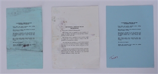 Lot of 3 Minnesota Twins Game Used Lineup Cards From 1987, 1989, 1990 w/ Puckett *World Series Season*