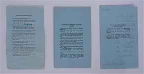 Lot of 3 Minnesota Twins Game Used Lineup Cards From 1970, 1982, 1986 w/ Puckett, Oliva & Killebrew