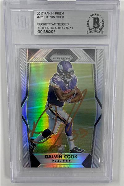 Dalvin Cook Autographed 2017 Panini Prizm #231 Rookie Card BGS