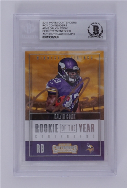 Dalvin Cook Autographed 2017 Panini Contenders ROY Contenders #RY6 Rookie Card BGS