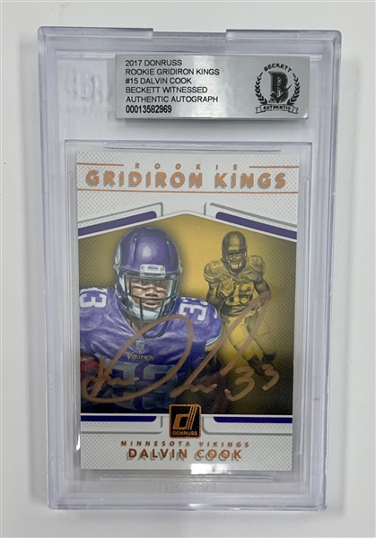Dalvin Cook Autographed 2017 Donruss Rookie Gridiron Kings #15 Rookie Card BGS