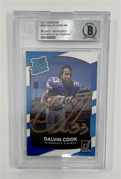 Dalvin Cook Autographed 2017 Donruss #343 Rated Rookie Card BGS