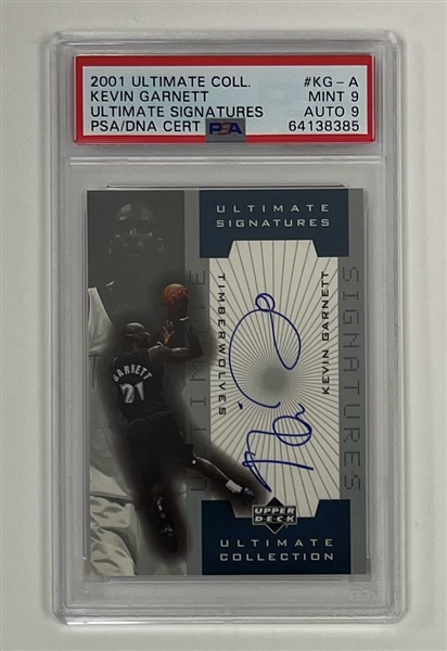 Kevin Garnett 2001 Ultimate Collection Signatures #KG-A Card PSA Mint 9