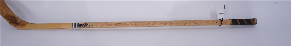 Shakey Walton Game Used Minnesota Fighting Saints Team Signed Hockey Stick