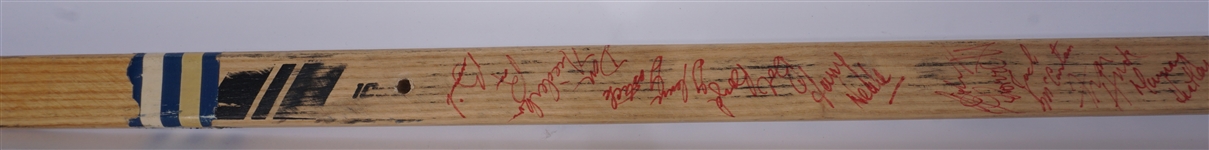 Shakey Walton Game Used Minnesota Fighting Saints Team Signed Hockey Stick