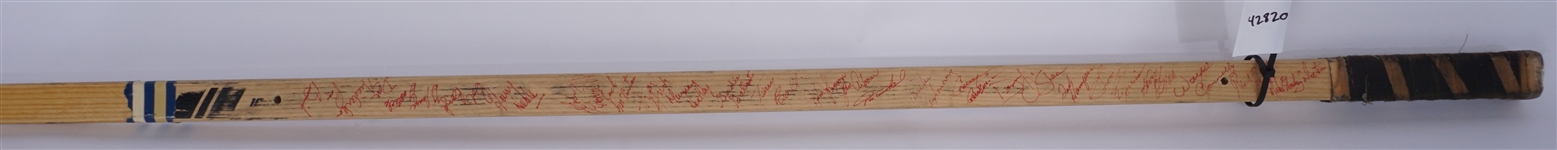 Shakey Walton Game Used Minnesota Fighting Saints Team Signed Hockey Stick