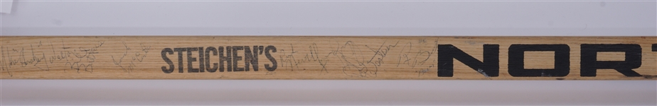 John McKenzie Game Used Minnesota Fighting Saints Team Signed Hockey Stick