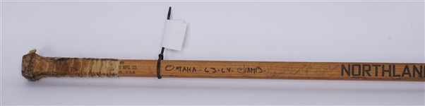 Noel Picard Game Used 1963-64 Champs Omaha Knights Team Signed Hockey Stick