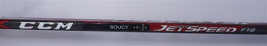 Carson Soucy Game Used & Autographed Hockey Stick w/ Team Provenance
