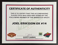 Joel Eriksson Ek Game Used & Autographed Hockey Stick w/ Team Provenance