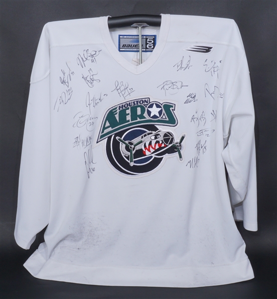 Houston Aeros 2004-05 Team Signed Practice Used Jersey w/ Derek Boogaard & Brent Burns