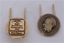 Lot of 2 Money Clips Originating From Angelo Dundee w/ 1964 Liston vs. Clay Commemorative Money Clip