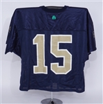 Notre Dame #15 Game Used Football Jersey Steiner