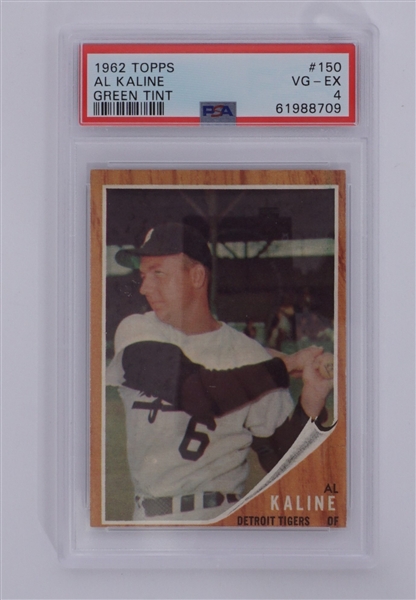 Al Kaline 1962 Topps #150 Green Tint Card PSA 4