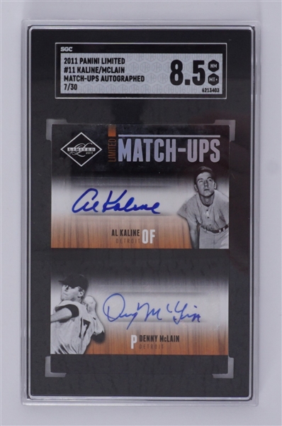 2011 Panini Limited #11 Al Kaline/Denny McLain Match-Ups Autographed Card LE #7/30 SGC 8.5